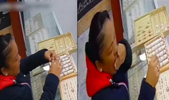 VIDEO: Ratera distrae a empleada de joyería y se traga un anillo