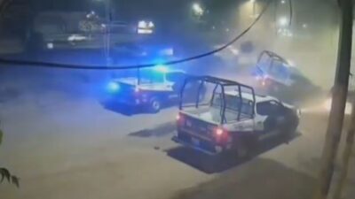 VIDEO: Patrulla perseguía a un delincuente y termina en un enorme socavón