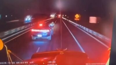 VIDEO: Criminales usan láser para atacar a un tráilero en la autopista