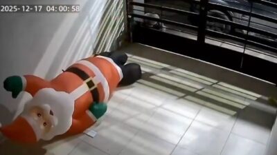 VIDEO: ‘¡Ni Santa se salva!’; sujeto se lleva adorno navideño y deja una familia triste