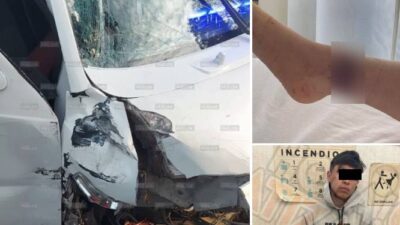 CORRUPCIÓN.  Brenda iba en la combi que manejaba un chofer de 16 años; ella está grave y él escondido